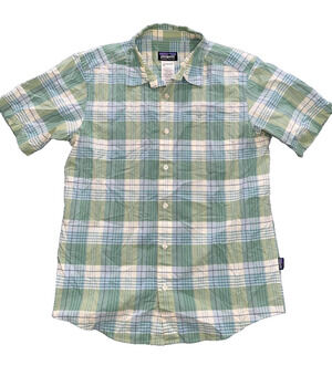 Patagonia Shirt Blue Plaid Short Sleeve Organic Cotton Butto Up Hiking S A009759